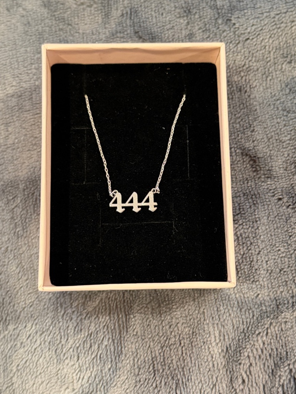Silver '444' Number Pendant Necklace